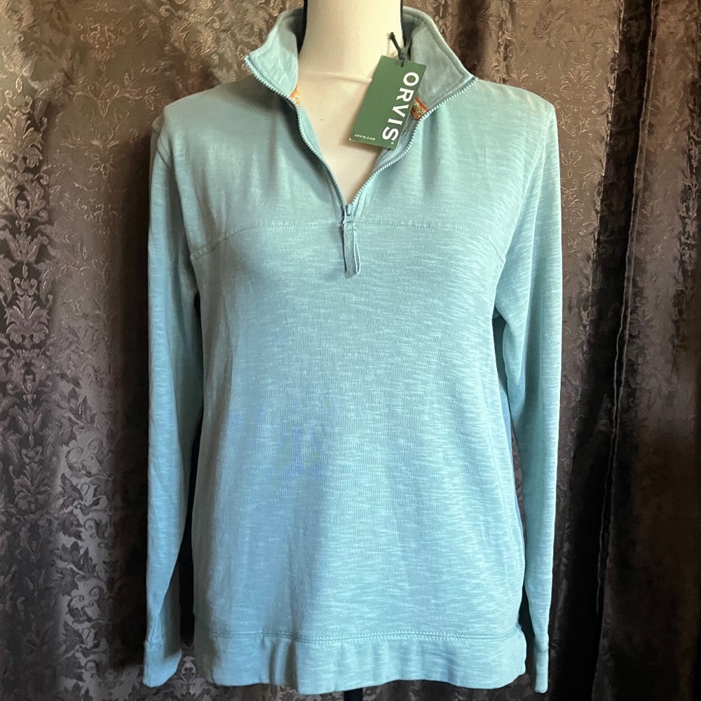 Orvis Light Blue Quarter-Zip Pullover Sweatshirt